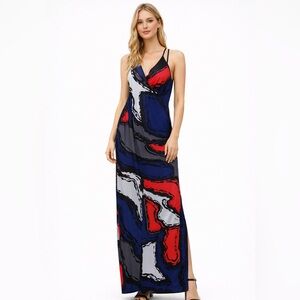 Analili Red, Blue, and Black Maxi Dress